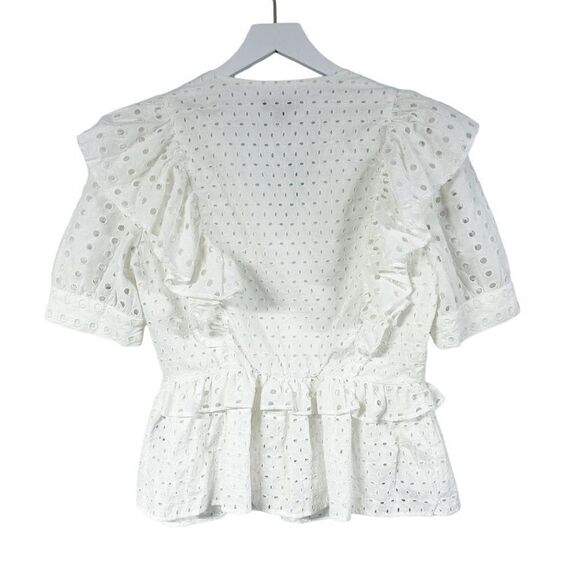 J. Crew Ruffle Wrap Top in Eyelet White NWT Womens Size M Medium - Picture 5 of 11